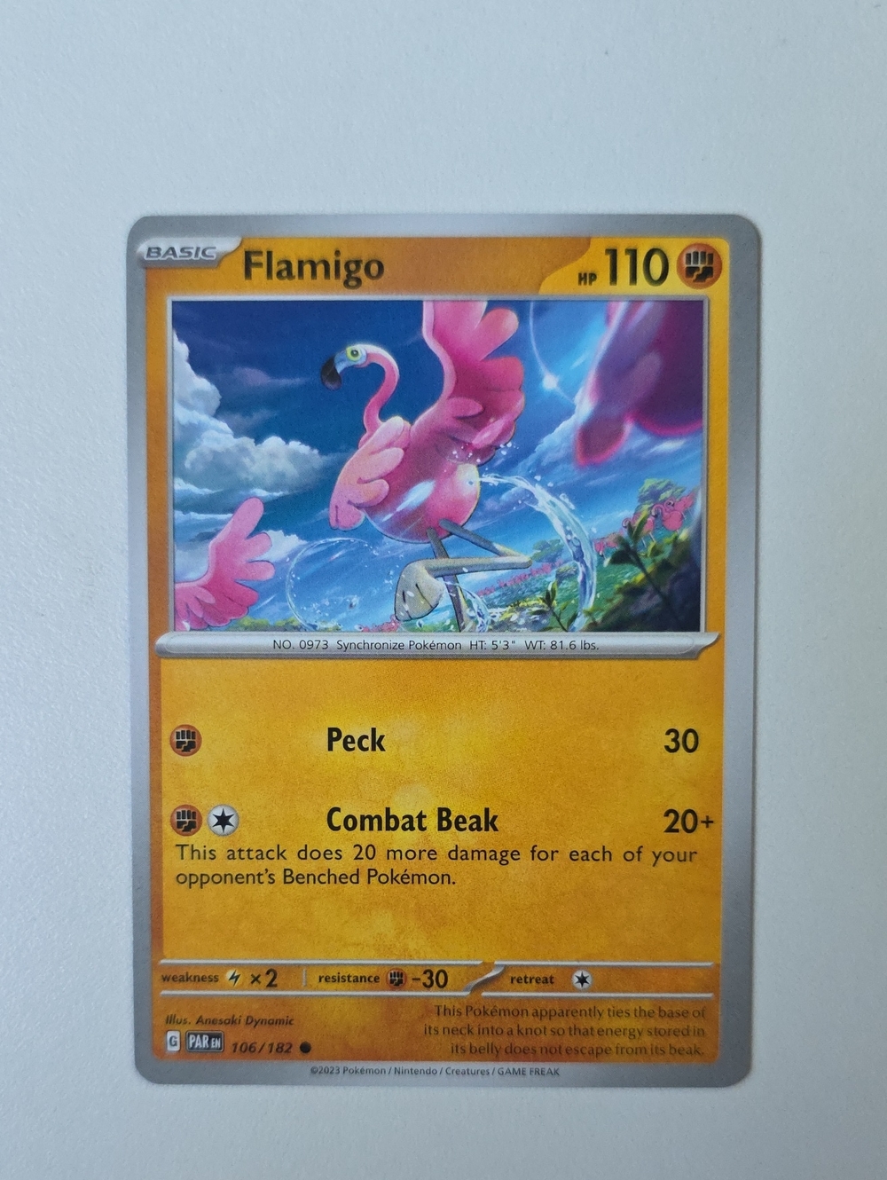Pokemon Flamigo Trading Card